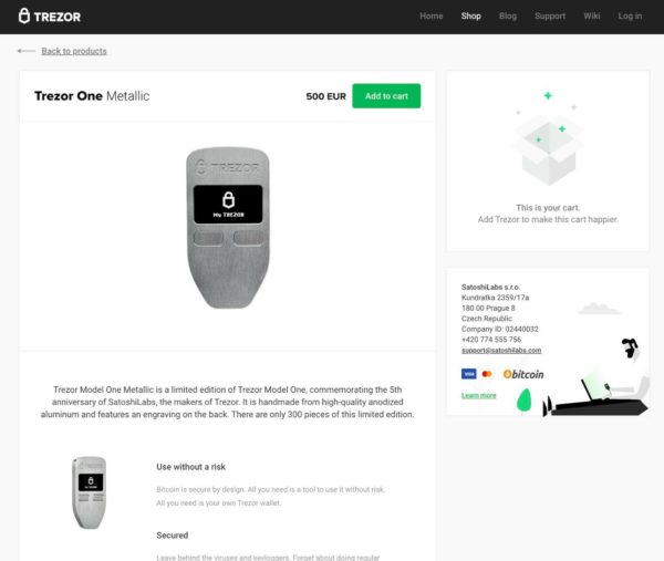 Trezor Metal Crypto Currency Device Wallet - Limited Edition & Receipt - RRP€500 2